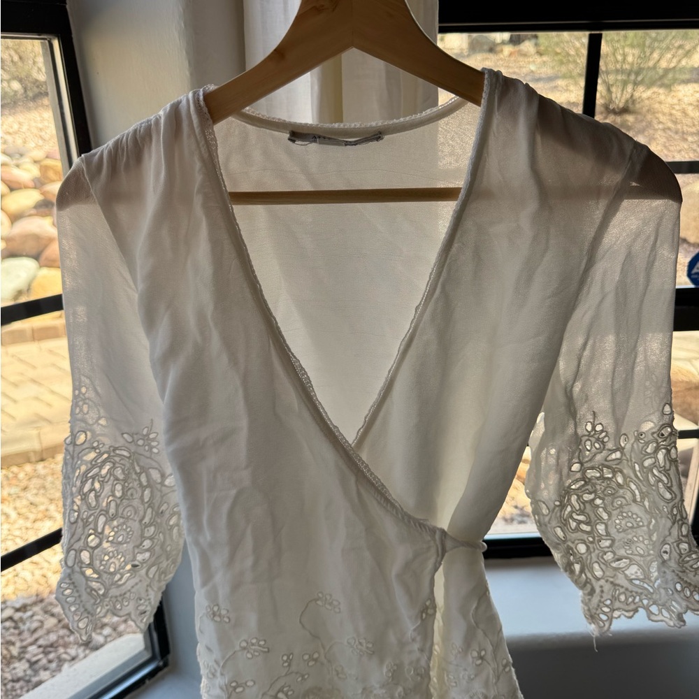 All Saints Cream Textured Blouse